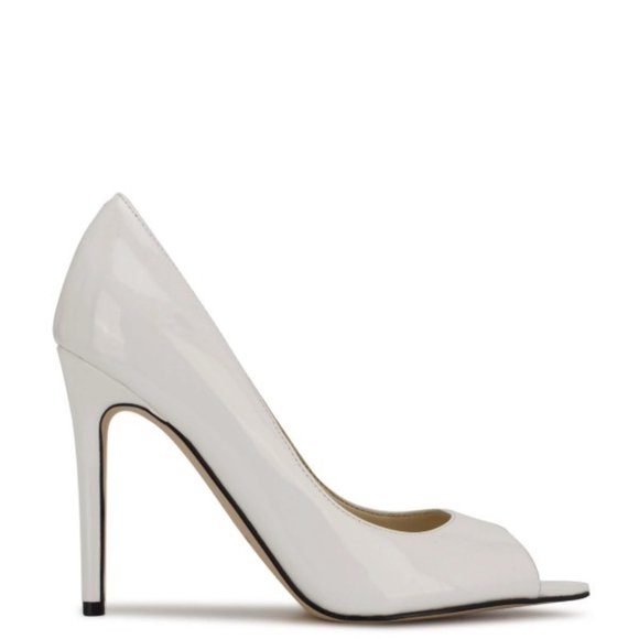 Nine West Shoes - Nine West White Prizz Open Toe Pumps